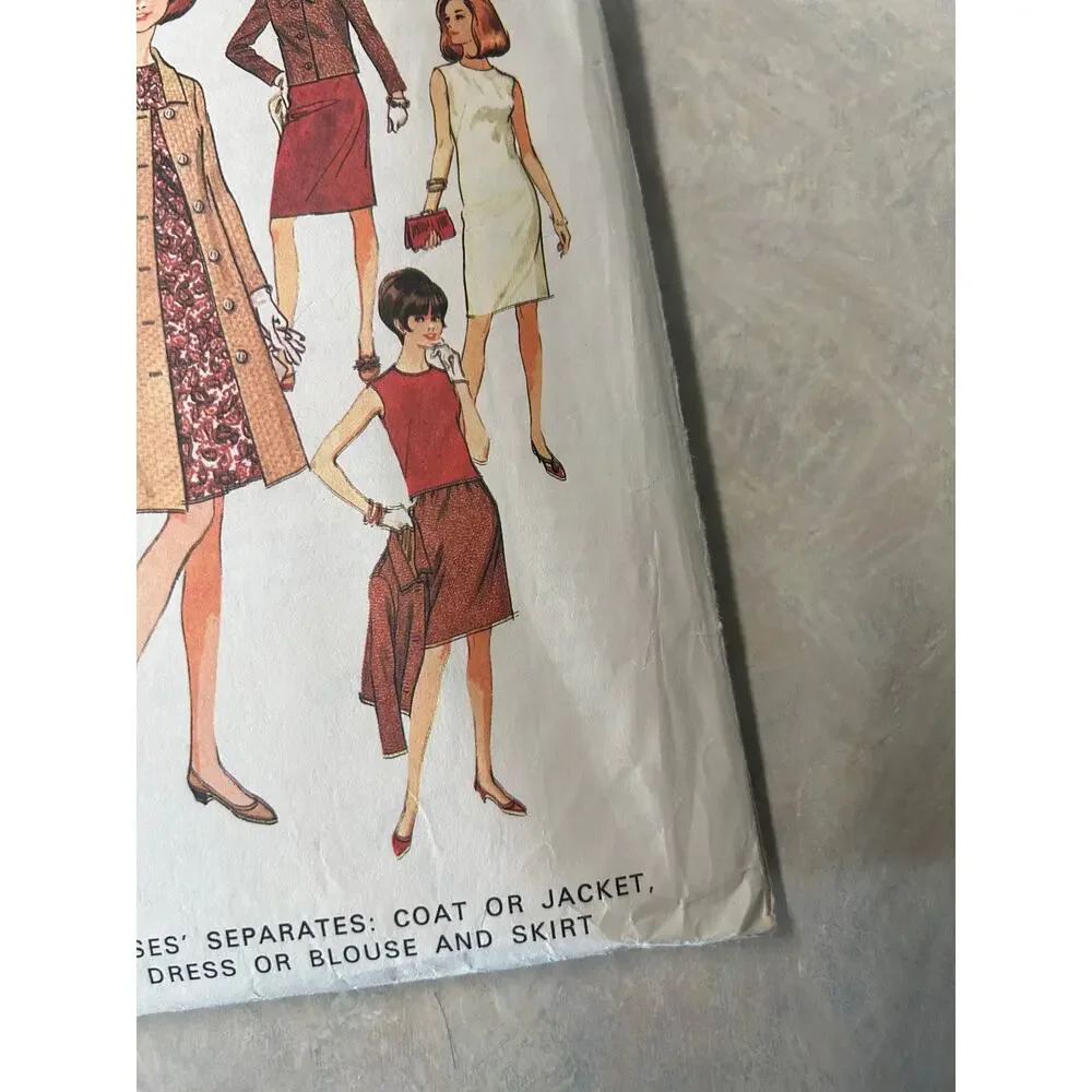 Vintage 1966 McCalls Pattern #8382 Coat Dress Blouse‎ Skirt Size 14